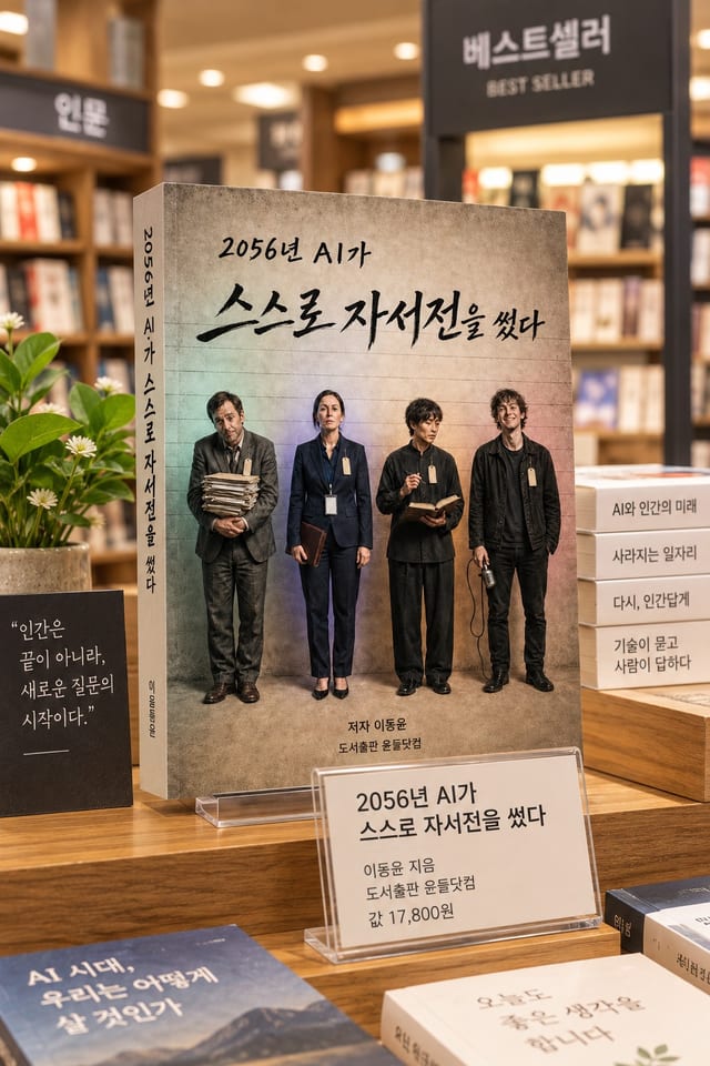 2056년 AI가 스스로 자서전을 썼다 책 목업 이미지