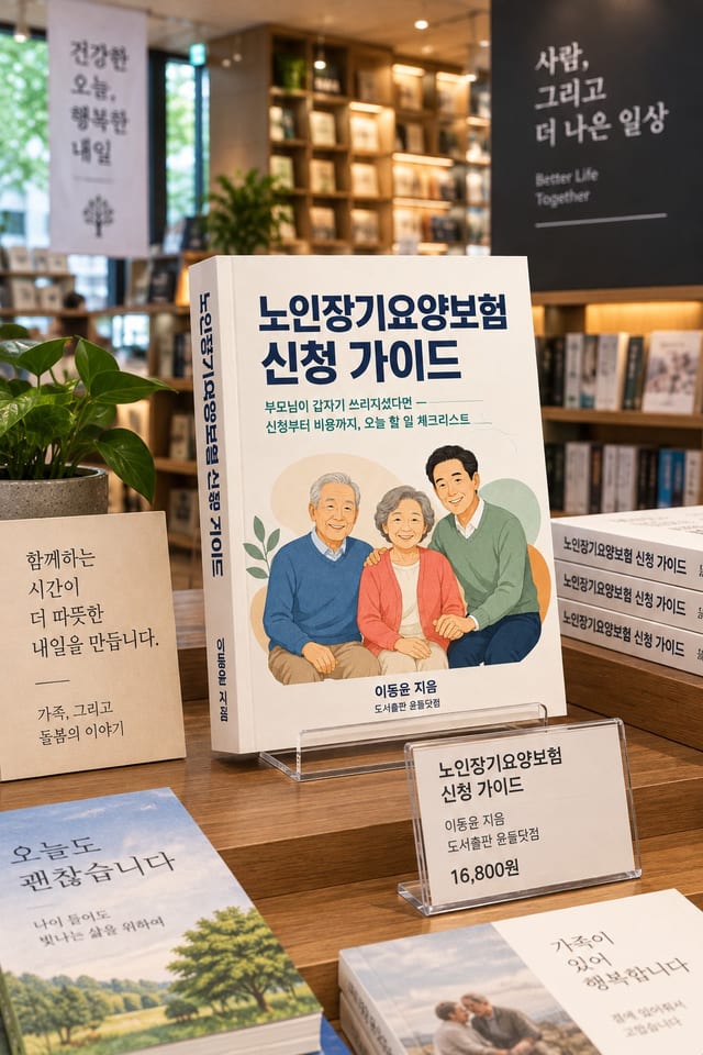 노인장기요양보험 신청 가이드 책 목업 이미지