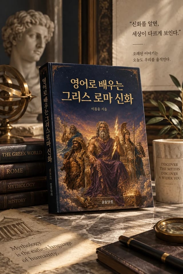 영어로 배우는 그리스 로마 신화 책 목업 이미지